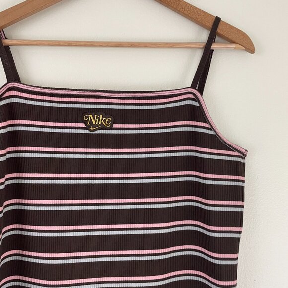 Nike Sportswear Femme Ribbed Midi Dress Baroque Brown/Metallic Gold Size Large - Picture 6 of 6